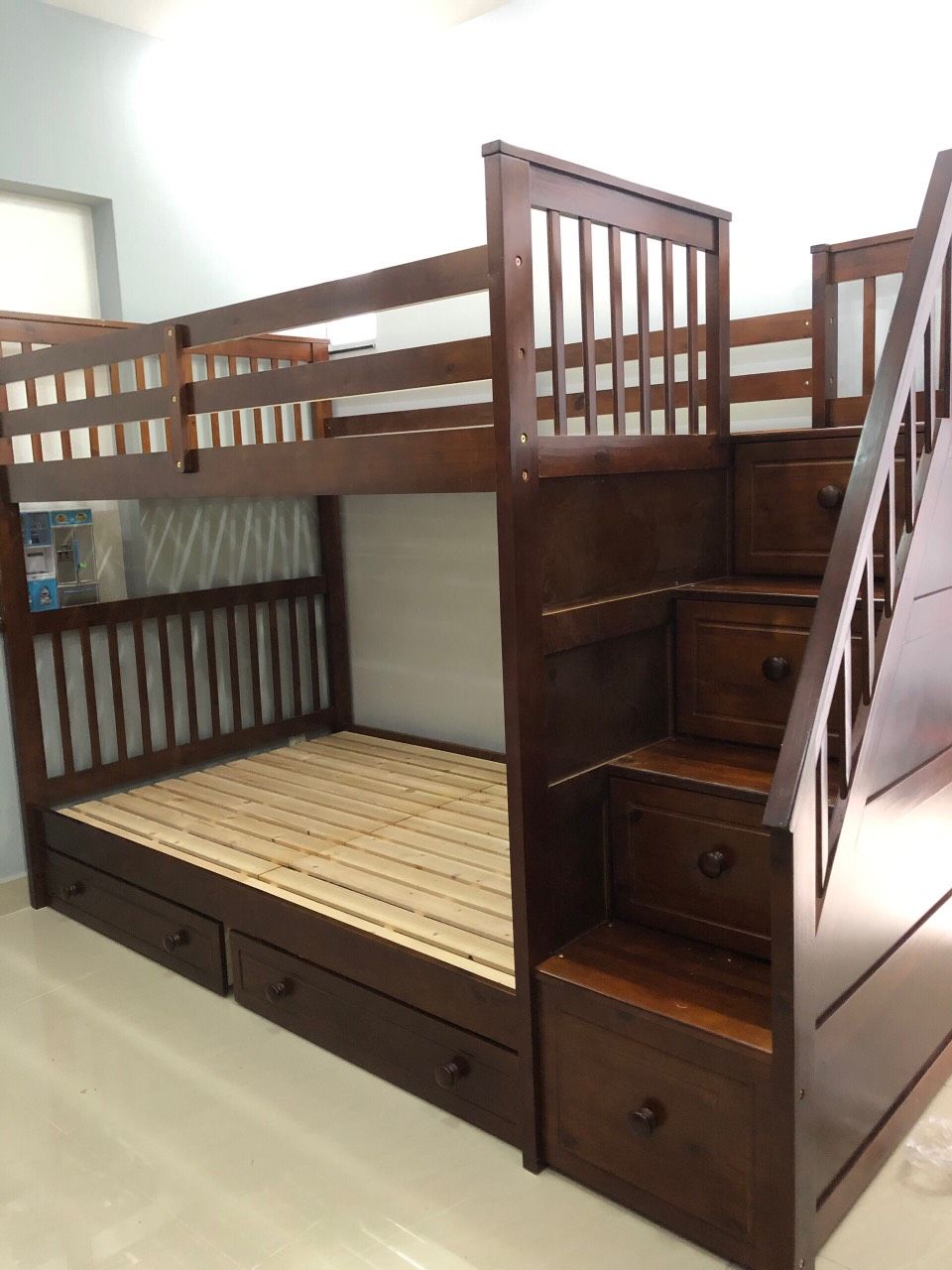 Giường 2 tầng xuất khẩu A168 màu trắng