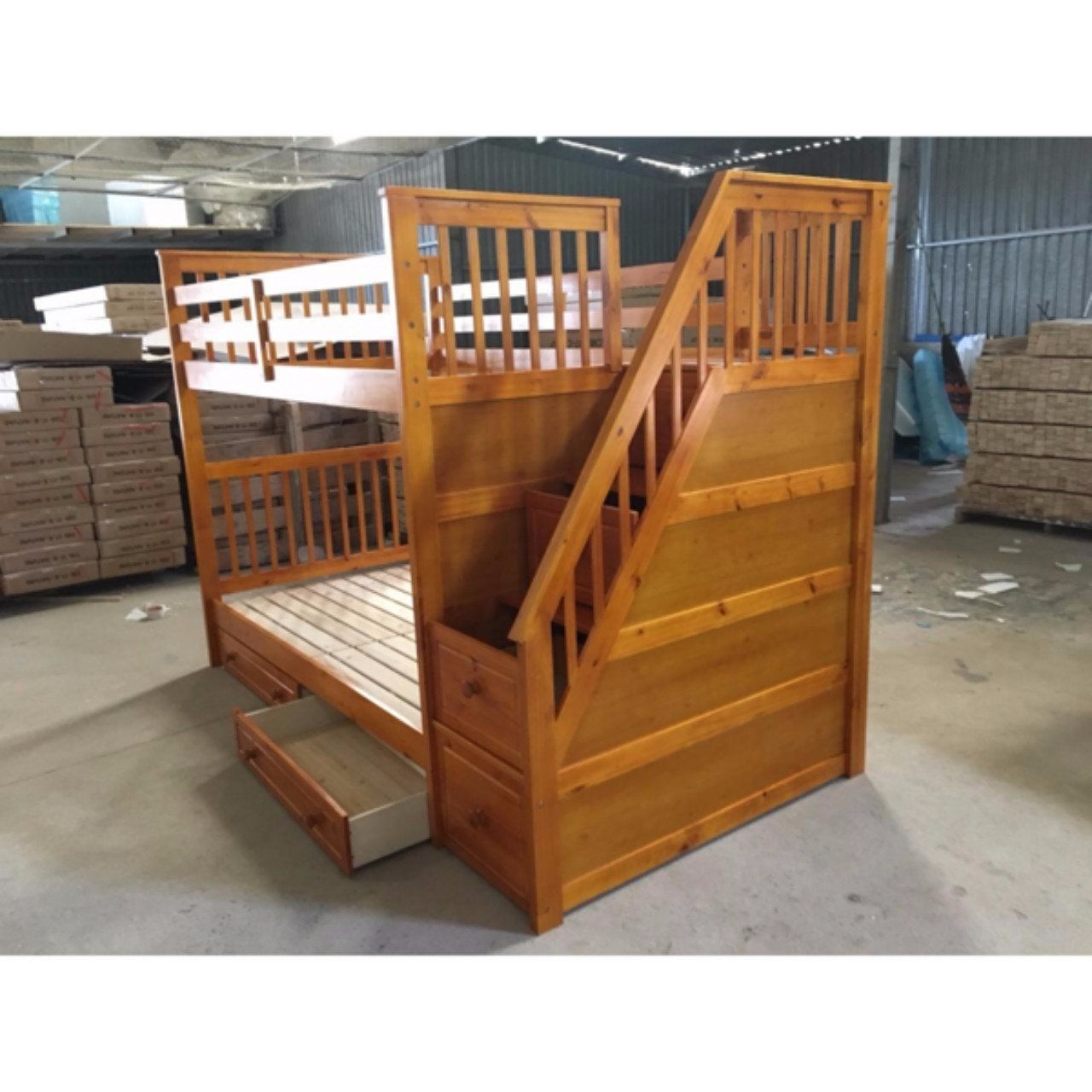Giường 2 tầng xuất khẩu A168 màu trắng