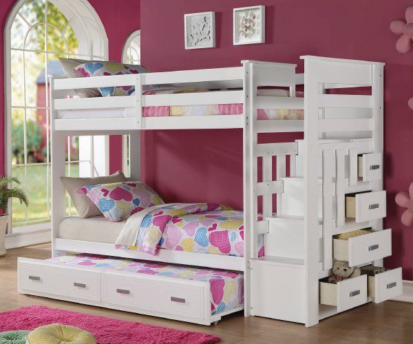 Giường 3 tầng xuất khẩu ACME gỗ tự nhiên( trắng)