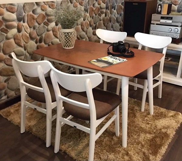 BÀN GỖ CAFE MANGO 4 GHẾ NÂU
