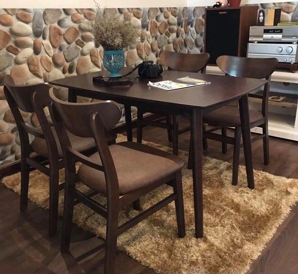 BÀN GỖ CAFE MANGO 4 GHẾ NÂU