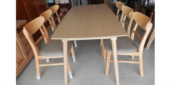 BÀN ĂN GỖ MANGO 6 GHẾ TRẮNG