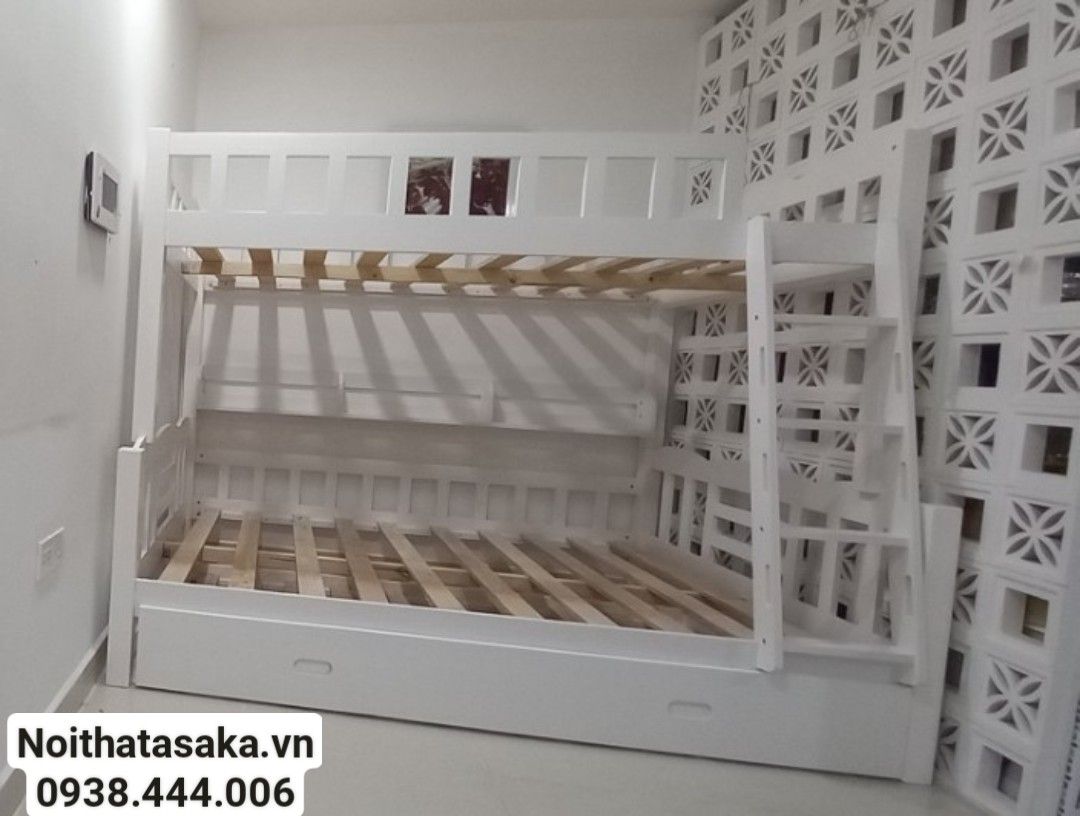 Giường tầng gỗ xuất khẩu Asaka12, 3 tầng 1m2/1m4/1m