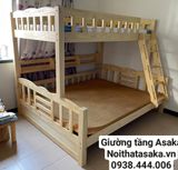  Giường tầng gỗ xuất khẩu Asaka12, 3 tầng 1m2/1m4/1m 