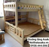  Giường tầng gỗ xuất khẩu Asaka12 ,3 tầng 1m/1m2/1m 