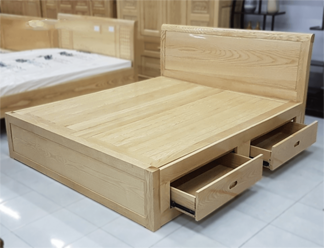 Giường phản ngăn kéo gỗ sồi Nga nhập khẩu cao cấp 1m8