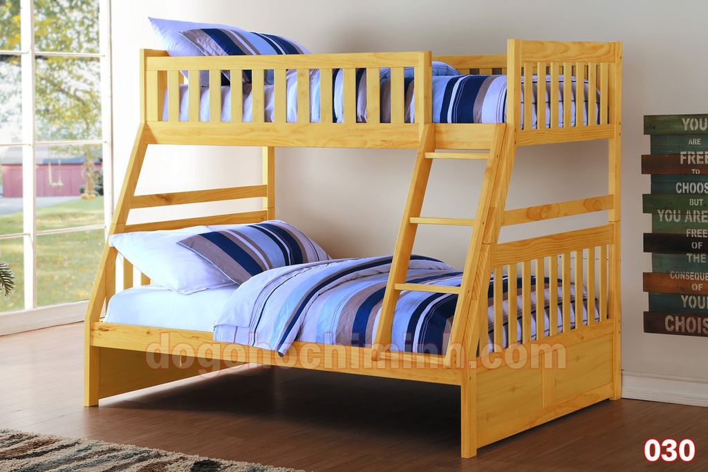 Giường tầng A014 gỗ thông nhập khẩu vàng (Không hộc)