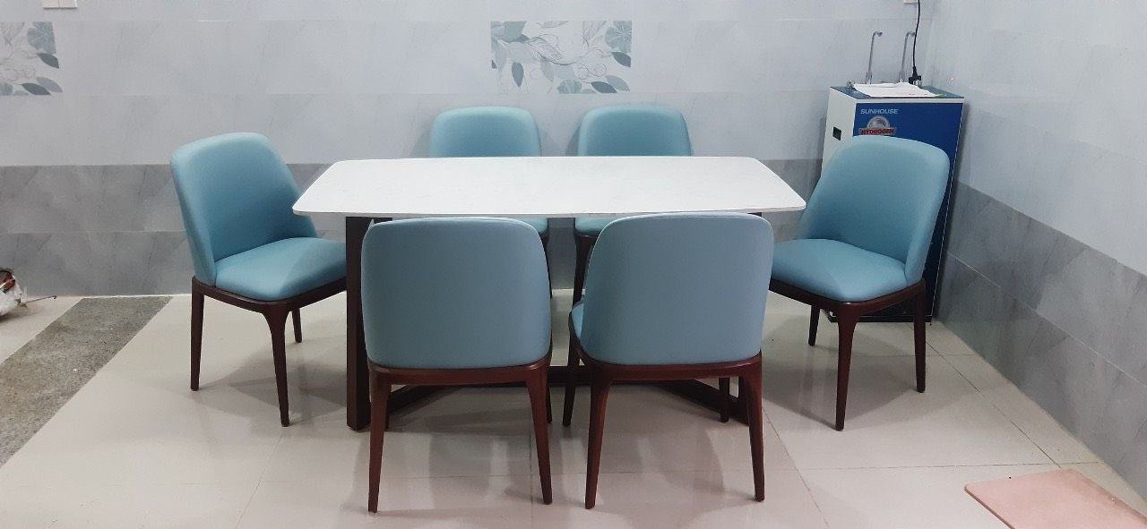 Bộ bàn ăn mặt đá nhập khẩu 6 ghế Grace