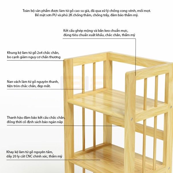 KÊ GỖ-SÁCH 3 TẦNG 50CM