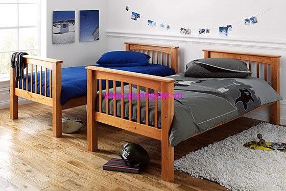 Giường 2 tầng gỗ xuất khẩu A012 màu tự nhiên