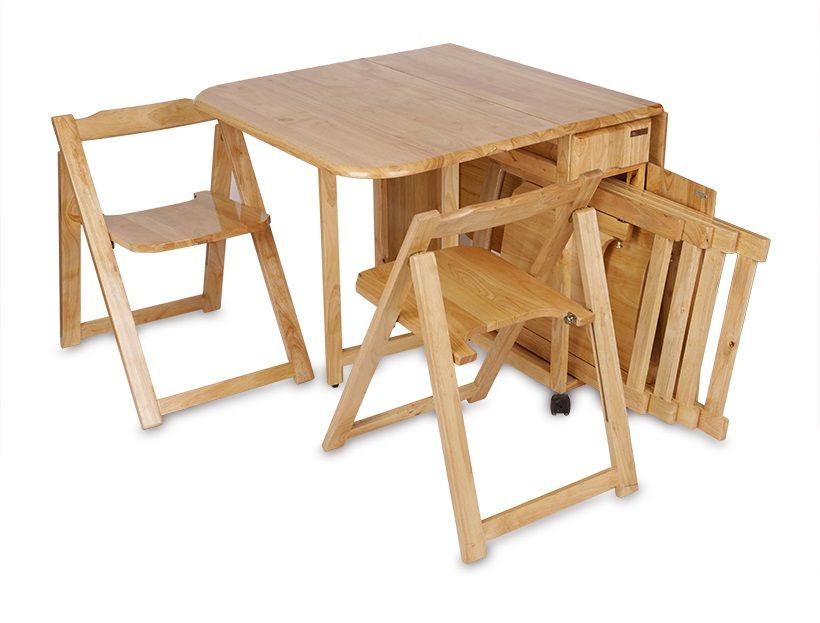 Bàn ăn thông minh xếp gọn xuất khẩu Nhật Bản gỗ tự nhiên 1m4