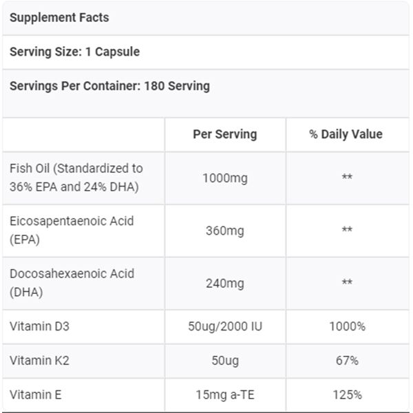 FA Omega 3 D3+K2 180 Viên