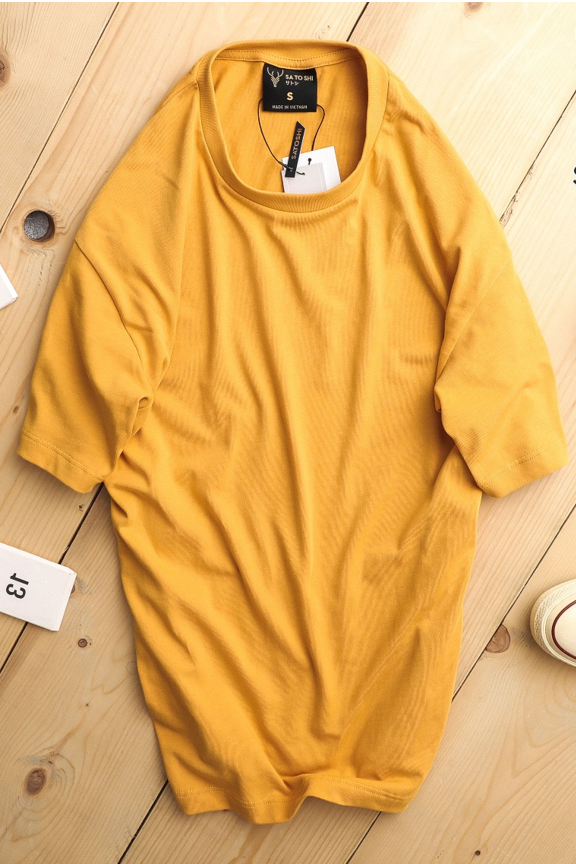 SATOSHI Áo Thun Trơn Oversize Vải Single Compact SATS23