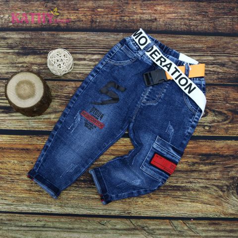 Quần jeans dài bé trai túi kiểu sành điệu 