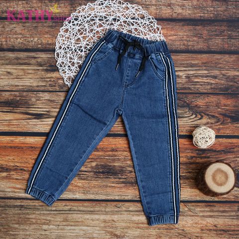 Quần jeans dài bé trai bo ống chạy viền cá tính 