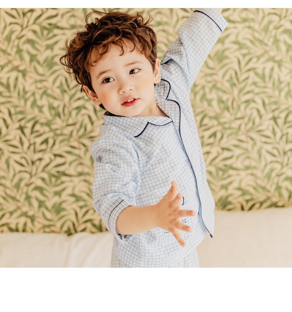 Bộ đồ bé trai Hàn Quốc Bebezoo dài tay _ Pijama Gấu Xanh