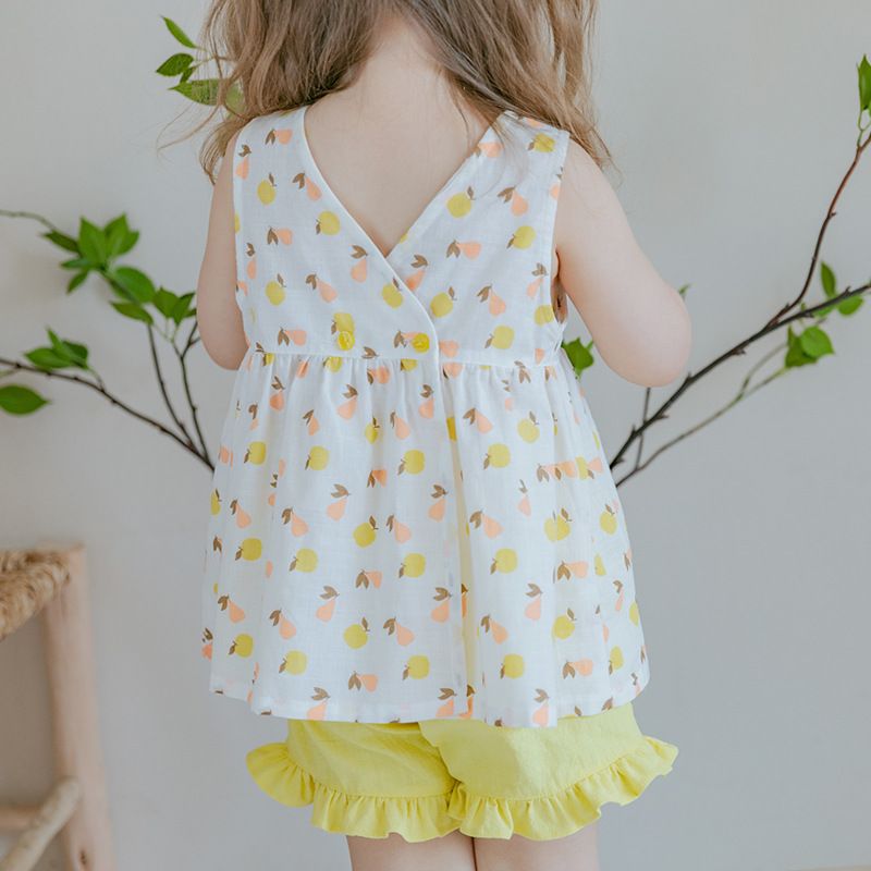 Bộ đồ bé gái Hàn Quốc Bebezoo sát nách _ Yellow Pear