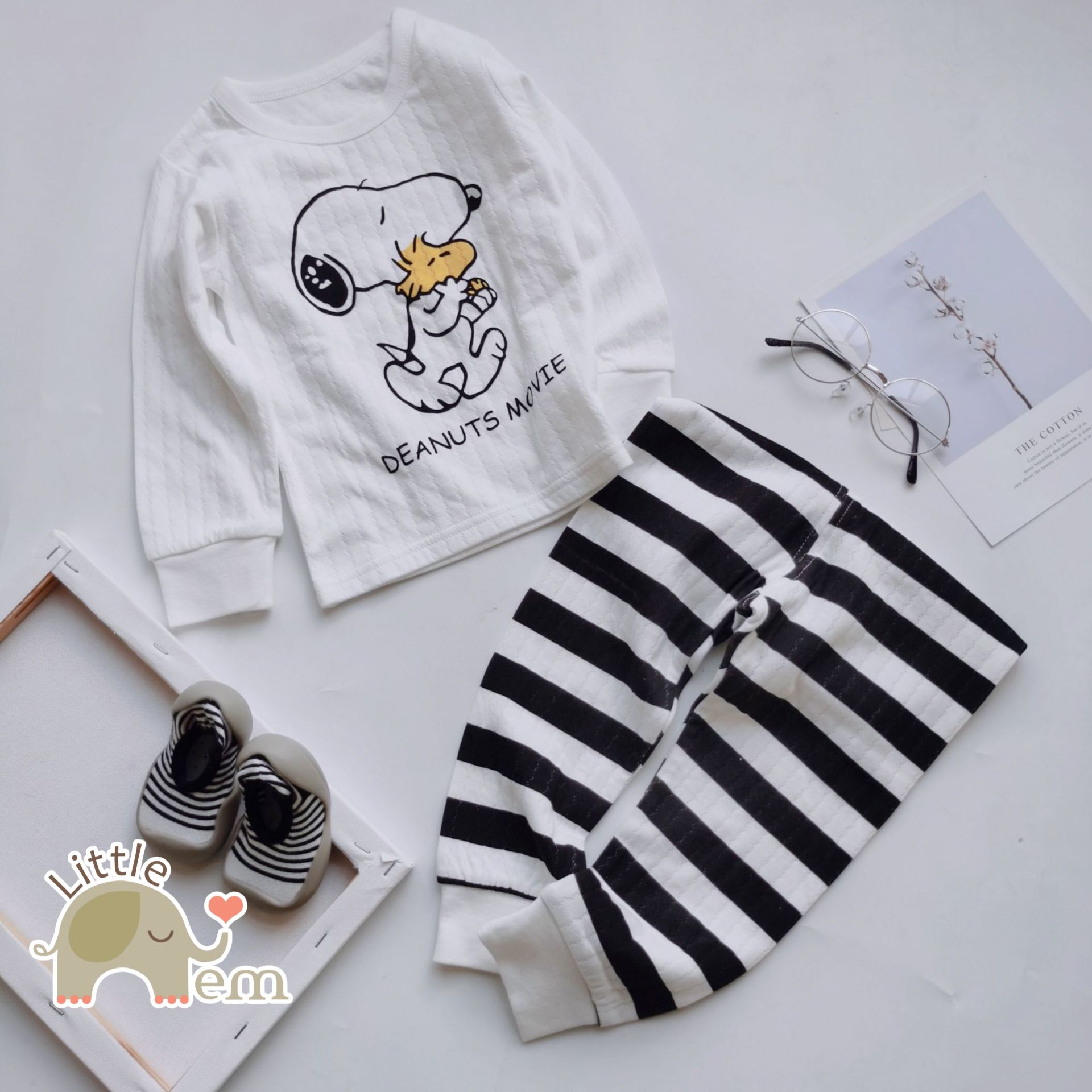 Bộ đồ bé trai/ bé gái Cotton xuất Nhật dài tay _ Deanuts