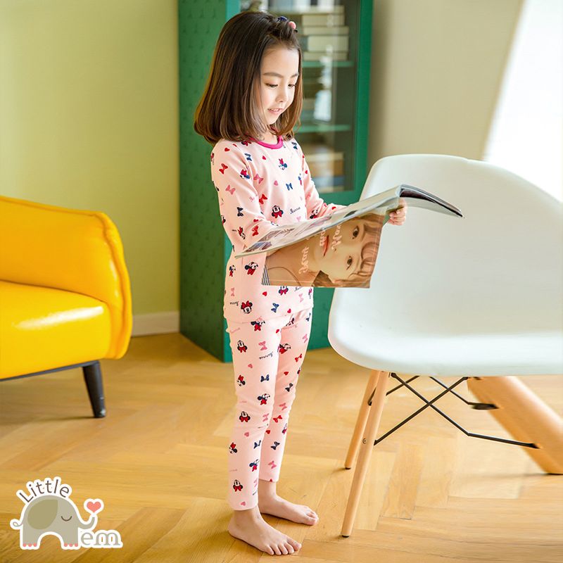 Bộ đồ bé gái dài tay Cotton _ Mickey nơ hồng