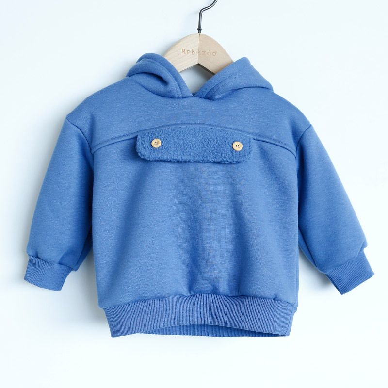 Áo bé gái/ bé trai Hàn Quốc Bebezoo dài tay lót lông _ hoodie lót lông khuy ngực