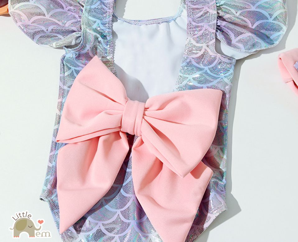 Set đồ bơi cho bé gái _ Tiên cá nơ hồng
