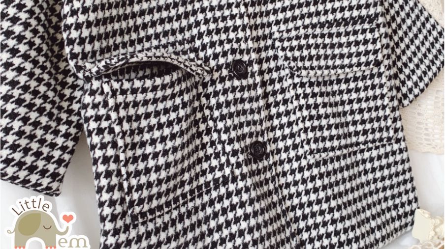 Áo khoác dạ Houndstooth cho bé _ Caro