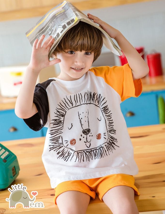 Bộ đồ bé trai cộc tay Cotton _ Sư tử