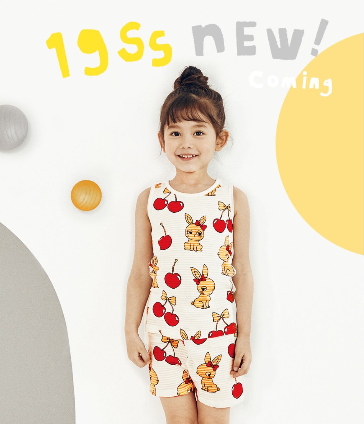 Bộ đồ bé gái Hàn Quốc uniFriend sát nách _ Thỏ cherry