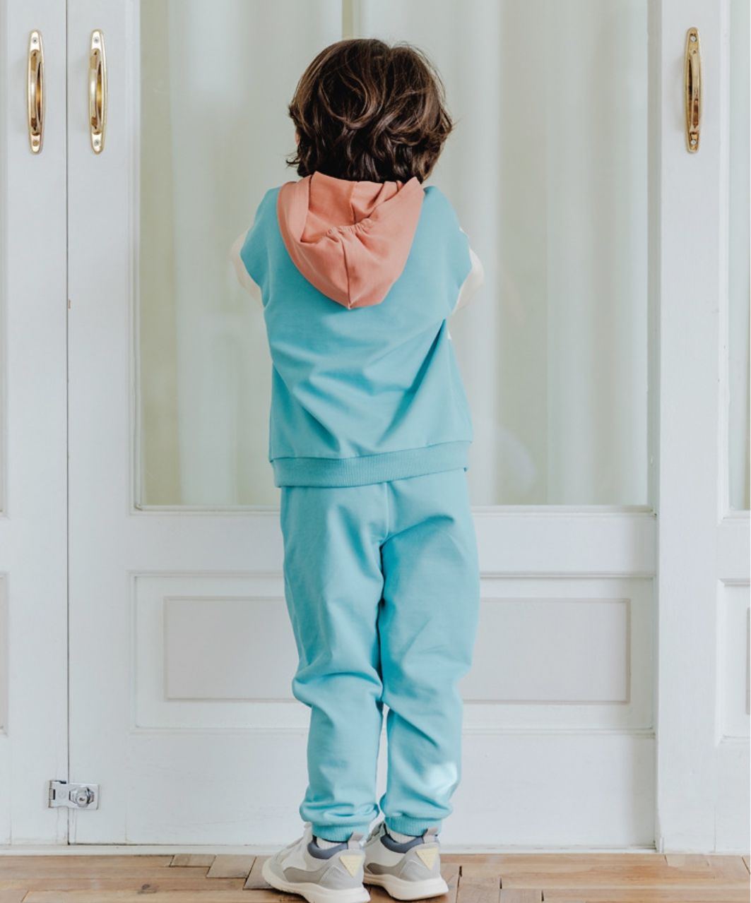Bộ đồ bé trai Hàn Quốc Bebezoo dài tay _ Blue orange Lion