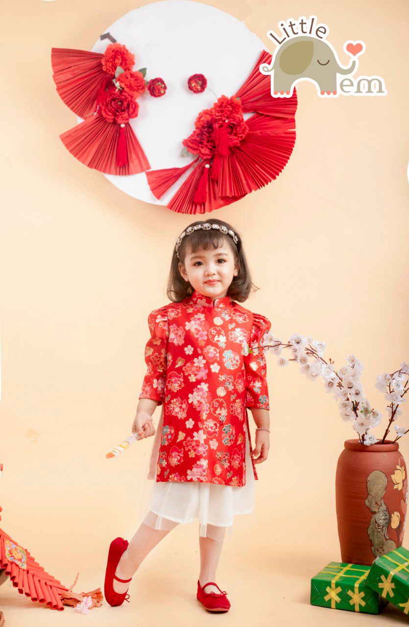 Áo dài cách tân cho bé gái _ Gấm Thượng Hải