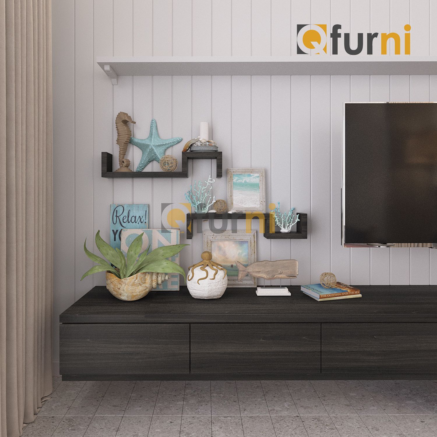 Bộ 2 kệ treo tường chữ S cách điệu KS02
