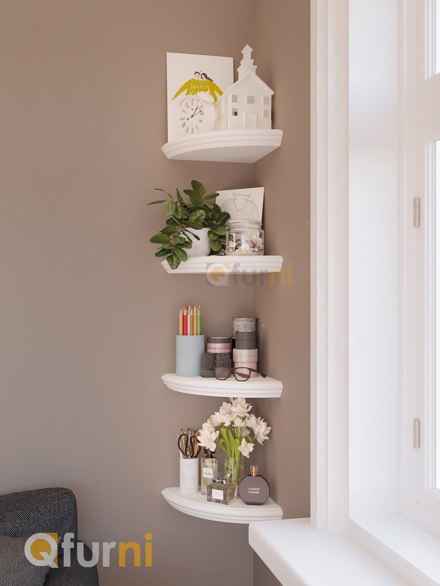 Set 4 kệ góc tường SK21