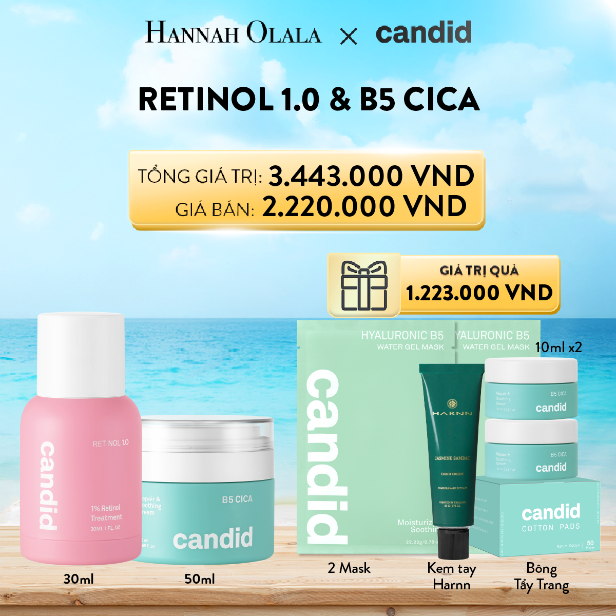 A508_DEAL 8: RETINOL 1.0 & B5 CICABỘ ĐÔI CHỐNG LÃO HÓA VÀ DƯỠNG ẨM PHỤC HỒI CHUYÊN SÂU