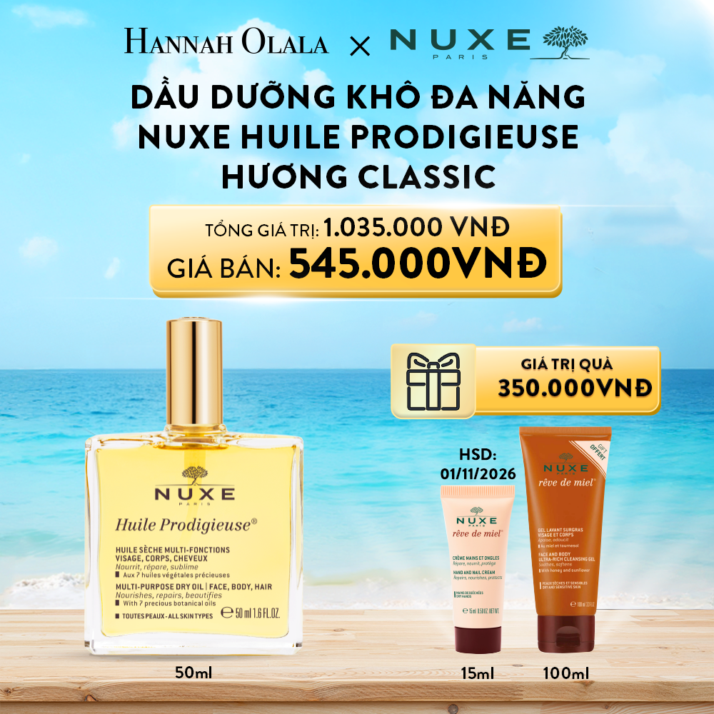 A158_Deal 1: DẦU DƯỠNG KHÔ ĐA NĂNG NUXE HUILE PRODIGIEUSE MULTI-PURPOSE DRY OIL 50ML (CHỌN HƯƠNG)