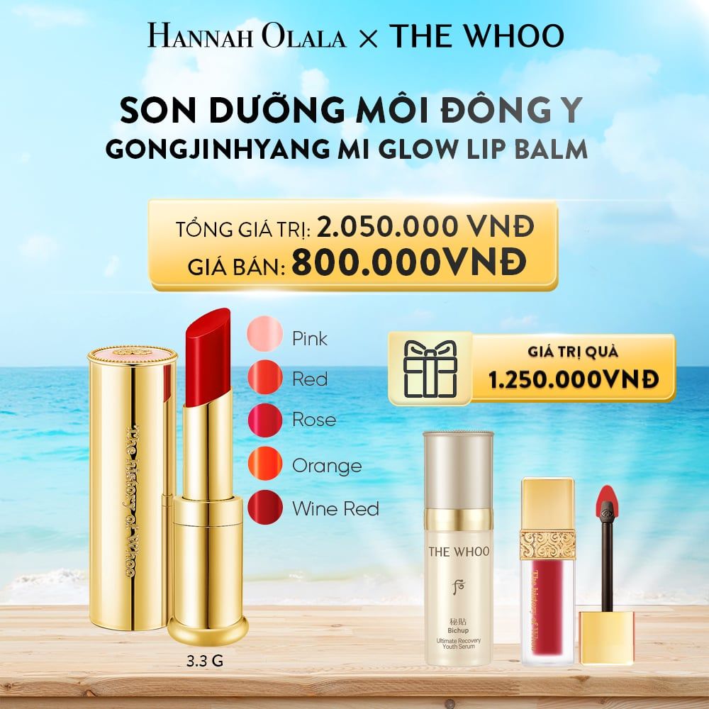 A294_DEAL 10: SON DƯỠNG MÔI ĐÔNG Y WHOO GONGJINHYANG MI GLOW LIP BALM 3.3G