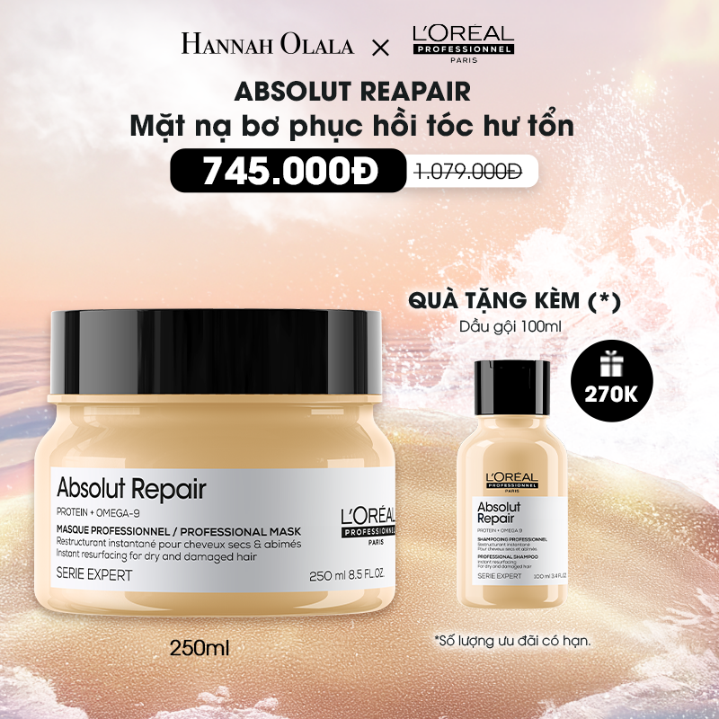 T10_DEAL 10: MẶT NẠ BƠ PHỤC HỒI HƯ TỔN TOÀN DIỆN L'ORÉAL PROFESSIONNEL ABSOLUT REPAIR 250ML