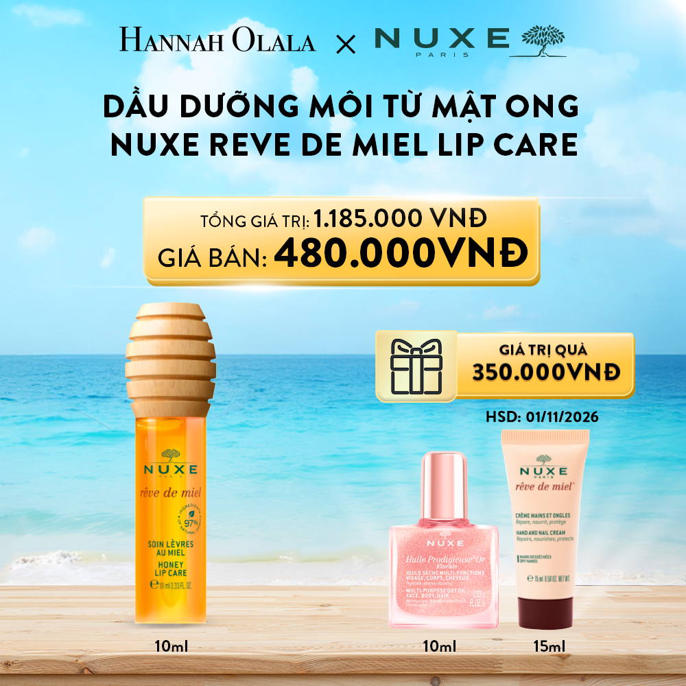 A160_Deal 11: DẦU DƯỠNG MÔI MẬT ONG NUXE REVE DE MIEL HONEY LIP CARE 10ML