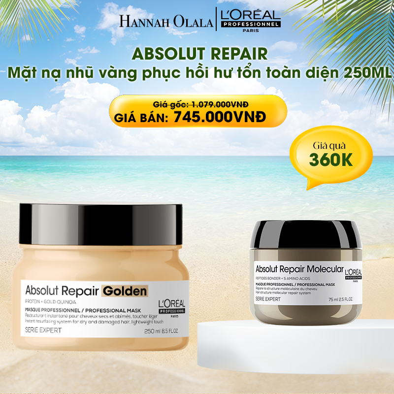 E523_DEAL 11: MẶT NẠ NHŨ VÀNG PHỤC HỒI HƯ TỔN TOÀN DIỆN L'ORÉAL PROFESSIONNEL ABSOLUT REPAIR GOLDEN 250ML
