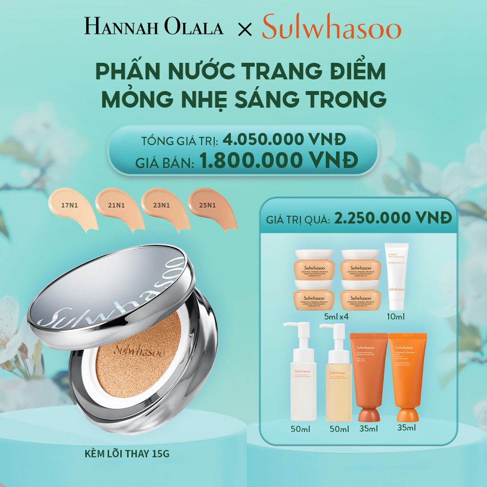E2141: DEAL 8: PHẤN NƯỚC TRANG ĐIỂM MỎNG NHẸ SÁNG TRONG (KÈM LÕI THAY THẾ) SULWHASOO PERFECTING CUSHION AIRY 15GX2
