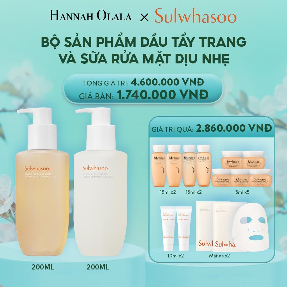 E2148: DEAL 10: COMBO LÀM SẠCH GENTLE CLEANSING FOAM 200ML VÀ GENTLE CLEANSING OIL 200ML