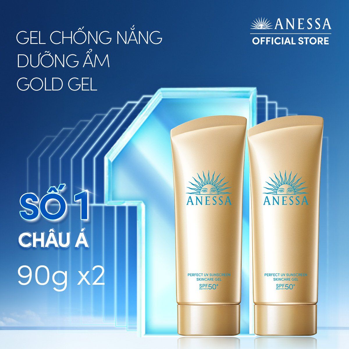 C31: DEAL 7: COMBO GEL CHỐNG NẮNG DƯỠNG DA DƯỠNG ẨM BẢO VỆ HOÀN HẢO ANESSA GOLD GEL SPF50+ PA++++ 90GX2