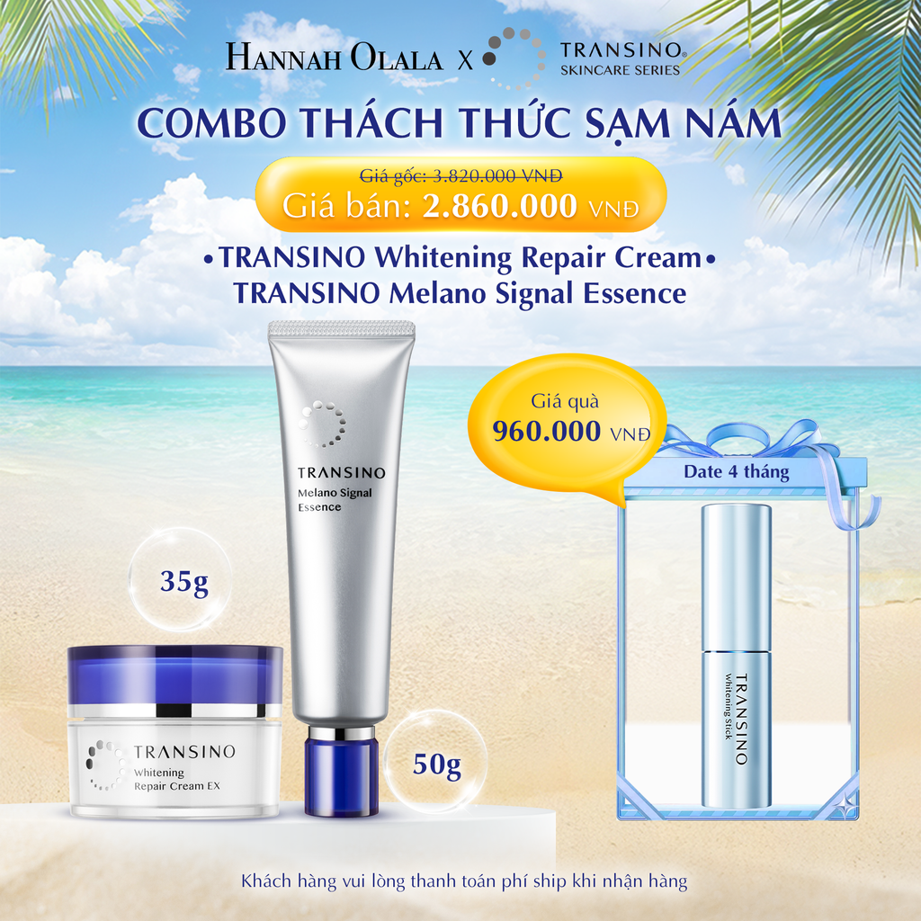 E409_DEAL 1: COMBO THÁCH THỨC SẠM NÁM: TRANSINO WHITENING REPAIR CREAM 35G & TRANSINO MELANO SIGNAL ESSENCE 50G