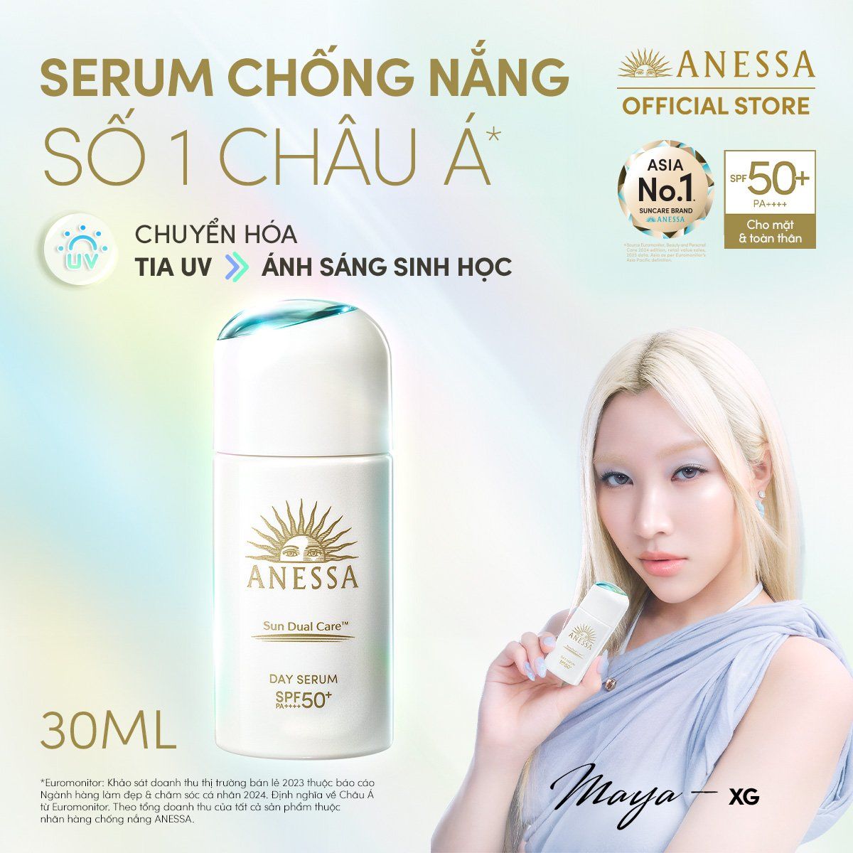 C27: DEAL 33 BACK-UP: SERUM CHỐNG NẮNG DƯỠNG DA NÂNG TÔNG NGĂN NGỪA LÃO HÓA ANESSA DAY SERUM SPF50+ PA++++ 30ML