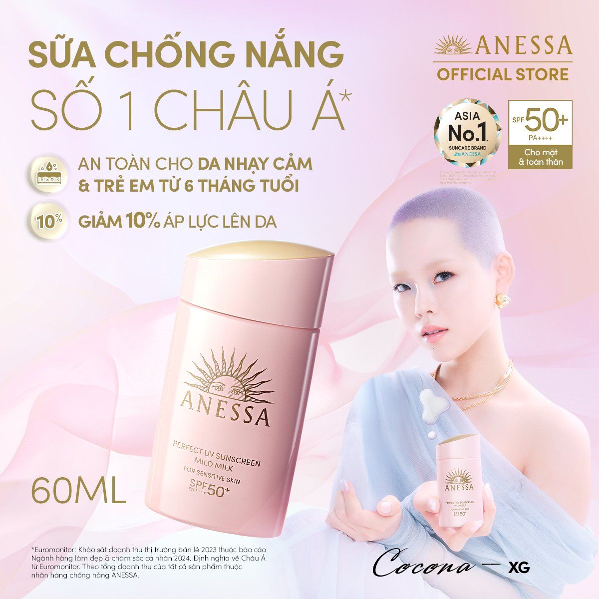 C8: DEAL 16: SỮA CHỐNG NẮNG DƯỠNG DA DỊU NHẸ AN TOÀN CHO DA NHẠY CẢM VÀ TRẺ EM ANESSA MILD MILK SPF50+ PA++++ 60ML