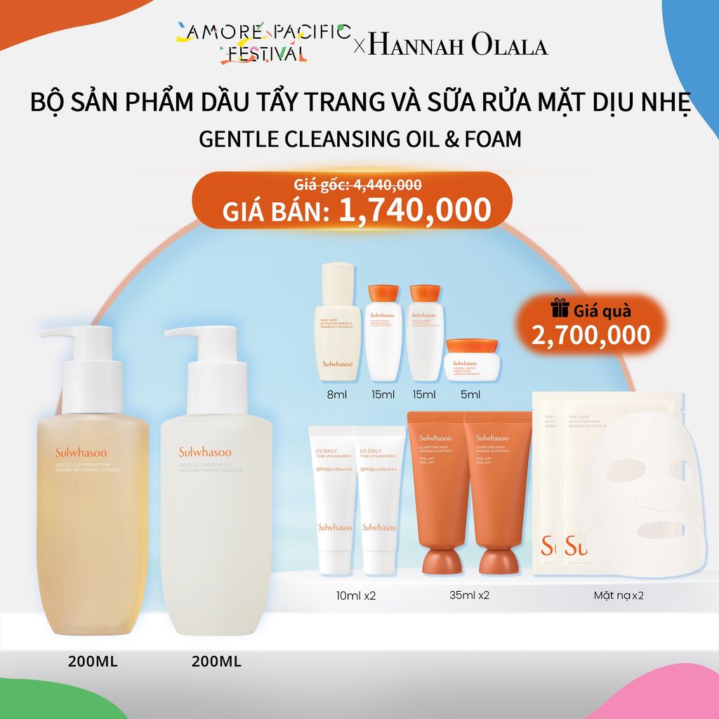 D74_DEAL 15: COMBO LÀM SẠCH GENTLE CLEANSING FOAM 200ML VÀ GENTLE CLEANSING OIL 200ML