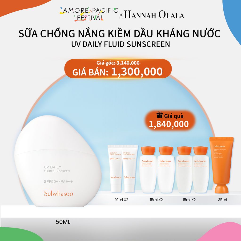 D73_DEAL 14: SỮA CHỐNG NẮNG KIỀM DẦU KHÁNG NƯỚC UV DAILY FLUID SUNSCREEN 50ML SPF 50+ PA++++