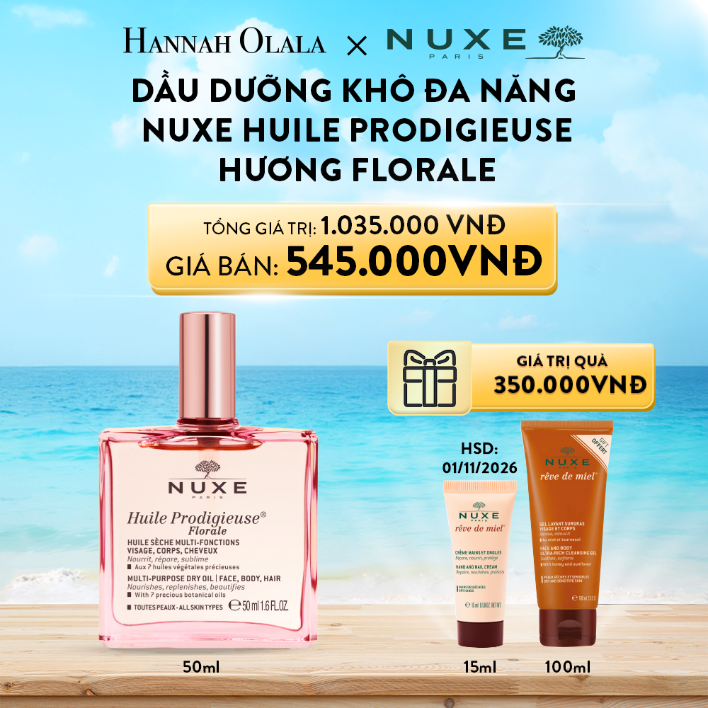 A158_Deal 1: DẦU DƯỠNG KHÔ ĐA NĂNG NUXE HUILE PRODIGIEUSE MULTI-PURPOSE DRY OIL 50ML (CHỌN HƯƠNG)