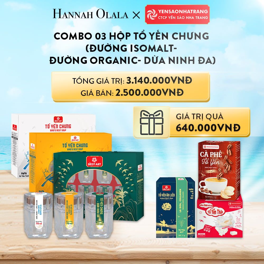 DEAL 05: COMBO 03 HỘP TỔ YẾN CHƯNG (ĐƯỜNG ISOMALT- ĐƯỜNG ORGANIC- DỪA NINH ĐA)