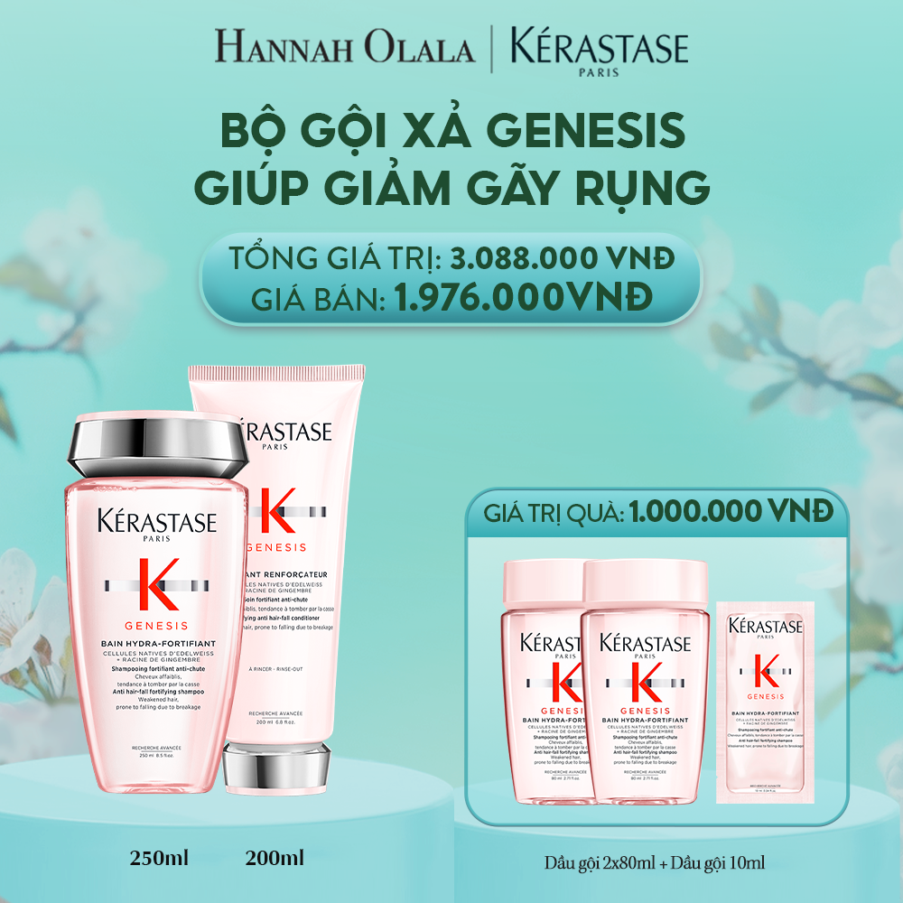 E852: DEAL 1: BỘ SẢN PHẨM DẦU GỘI BAIN HYDRA-FORTIFIANT GENESIS 250ML VÀ DẦU XẢ GENESIS FONDANT RENFORCATEUR 200ML