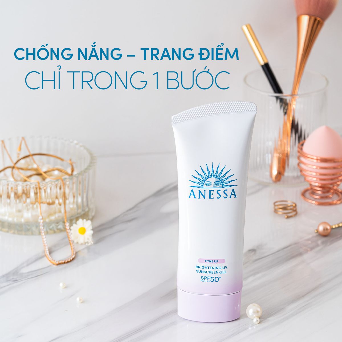 C5: DEAL 13: GEL CHỐNG NẮNG DƯỠNG SÁNG NÂNG TÔNG & HIỆU CHỈNH SẮC TÍM ANESSA BRIGHTENING GEL SPF50+ PA++++ 90G
